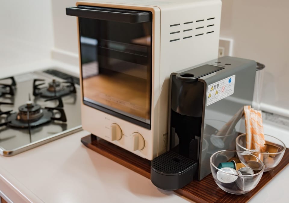 Gas stove, toaster, coffee maker