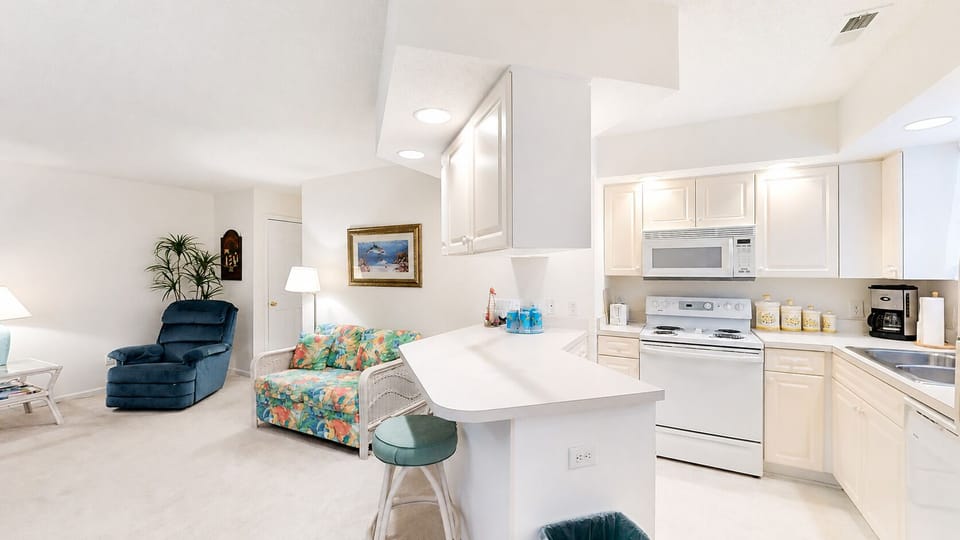 Kitchen setup for easy meals at home, plus Keurig for mornings