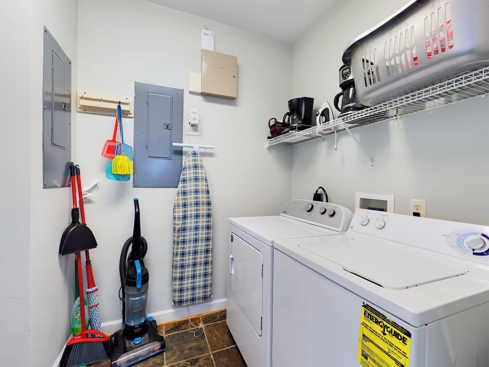 Washer/dryer = pack light, stay longer.