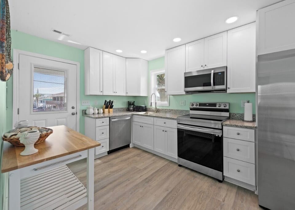 Kitchen built for family meals and quick beach snacks