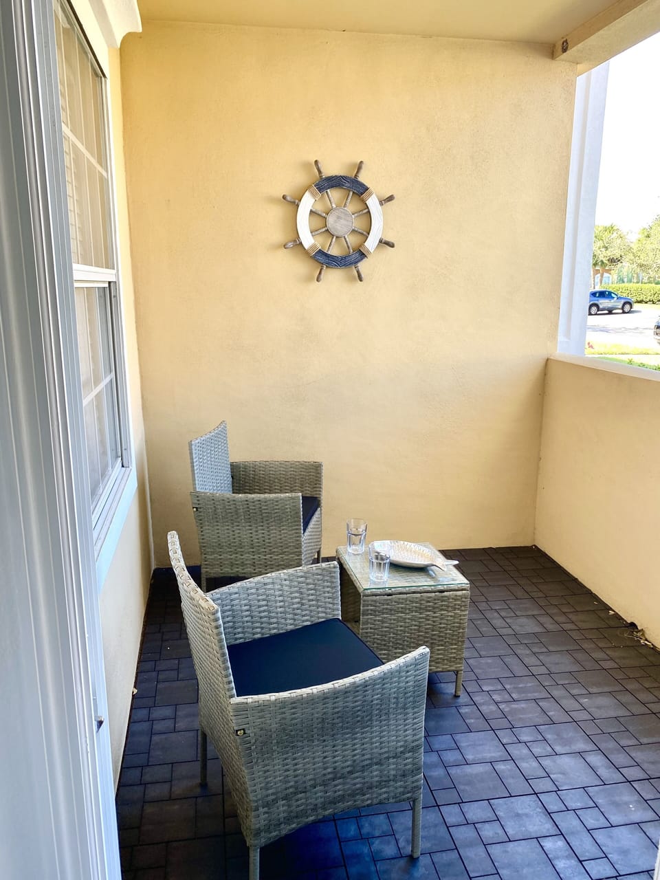 NEW wicker set on your private, covered lanai. Pickle ball/tennis court views