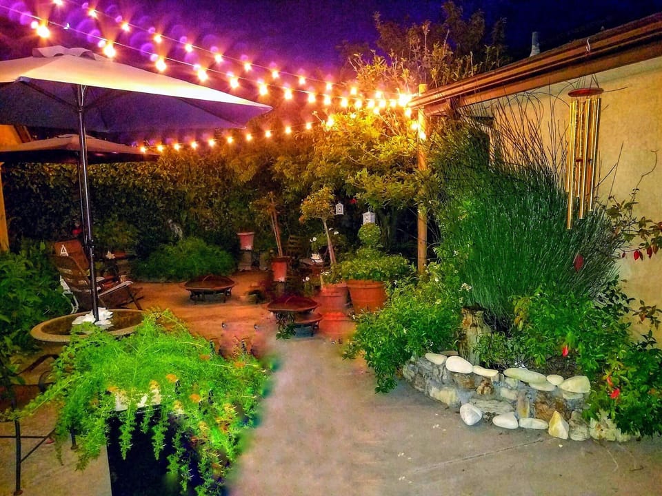 Back patio with fire pit!