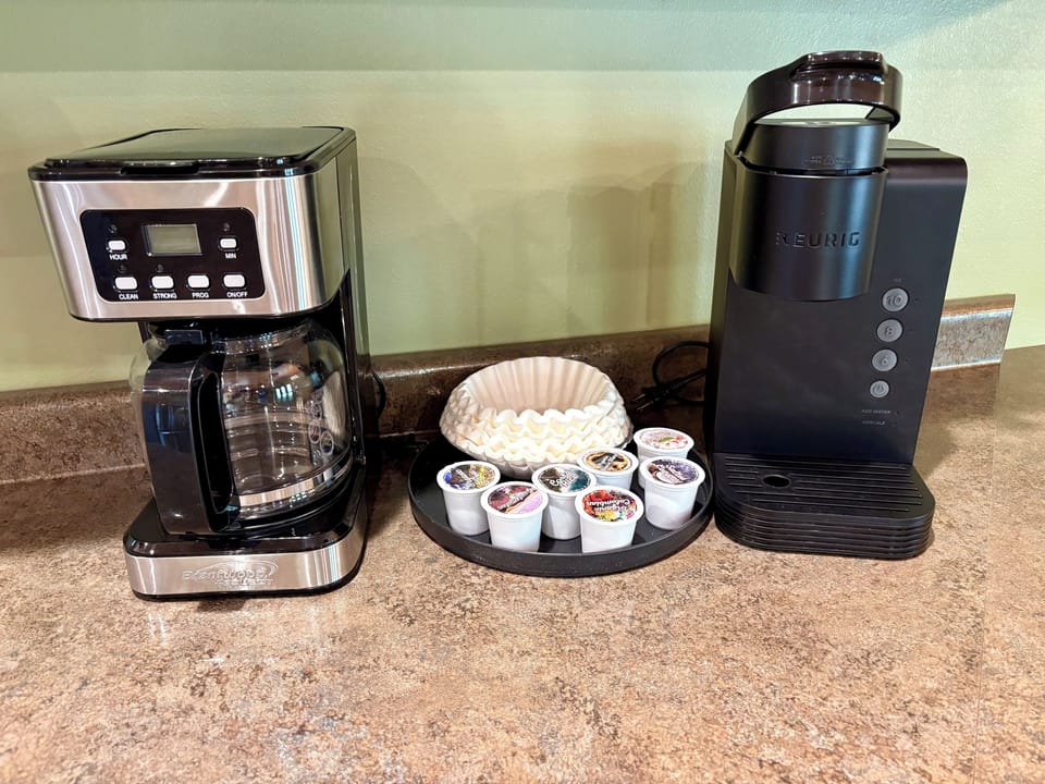 12 cup standard coffee maker and a Keurig single serve coffee maker.