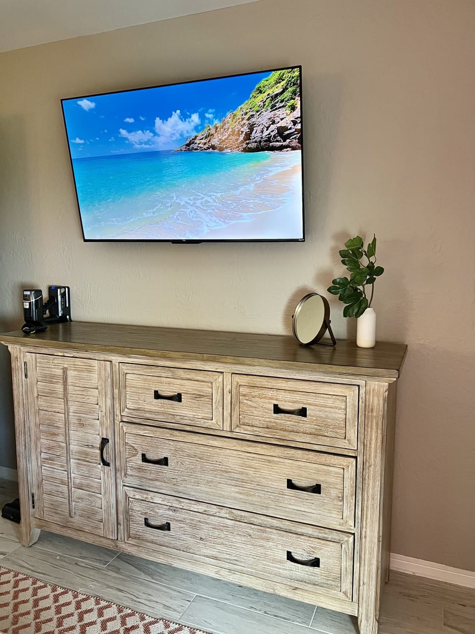 50 inch smart tv in master bedroom. Direct tv streaming included. 