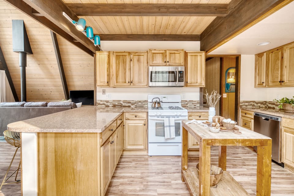 Chic island for extra prep space.