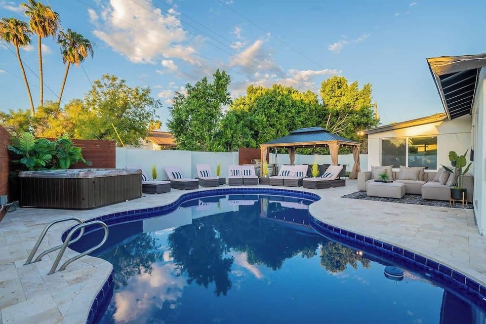 Resort style backyard with heated pool (by request)