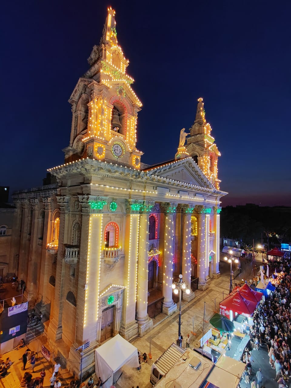 St Publius Church during a festival.