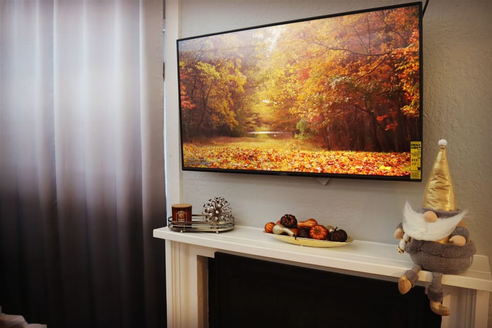 Unit 2 TV and fireplace