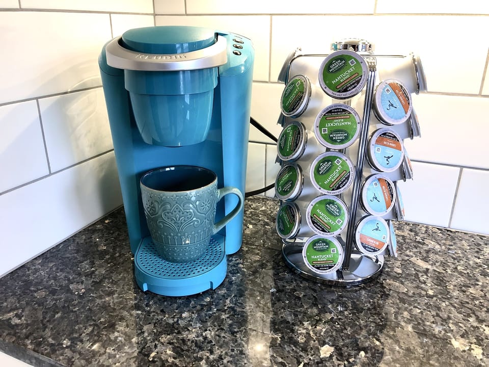 Keurig pods to get your visit started.