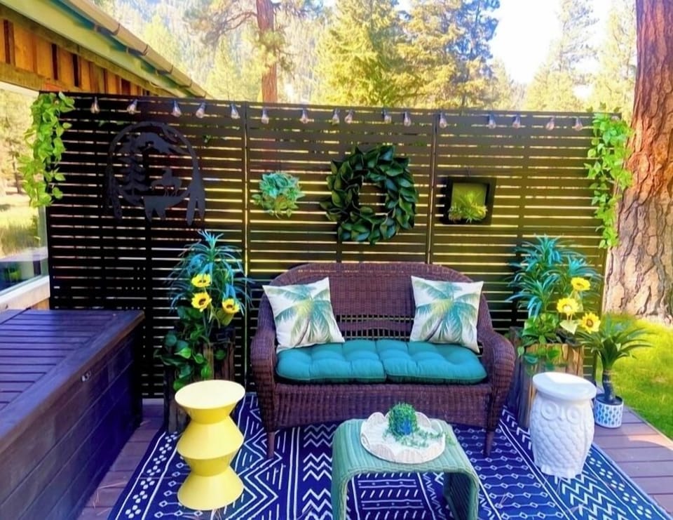 The solar lights and tiki torches are awesome at night.