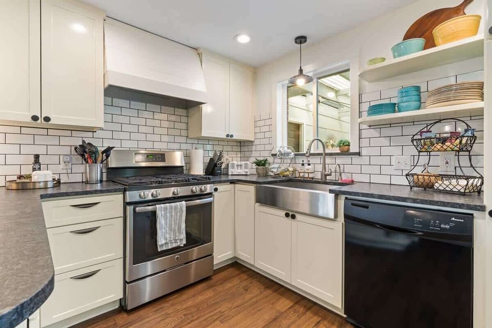 Kitchen and complimentary wine