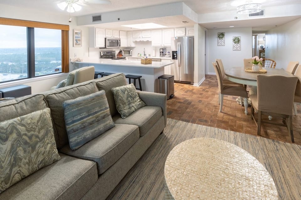 Living room with open floor plan 