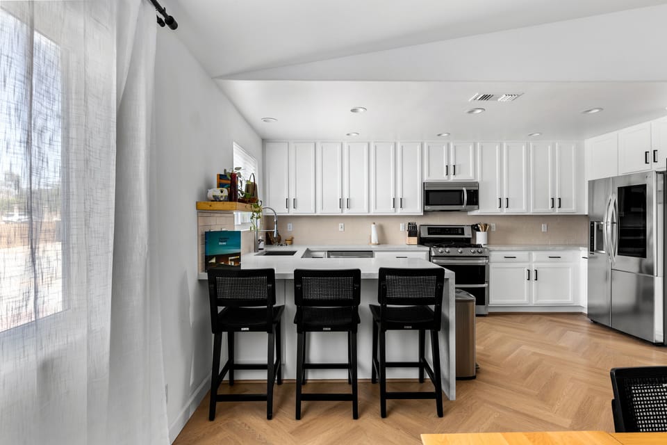Kitchen island with seating for 3 