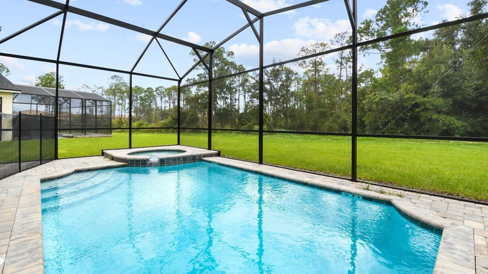 Enjoy stunning views out on to the green from your own private pool