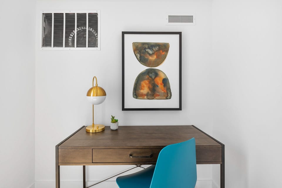Desk provided for a dedicated work space