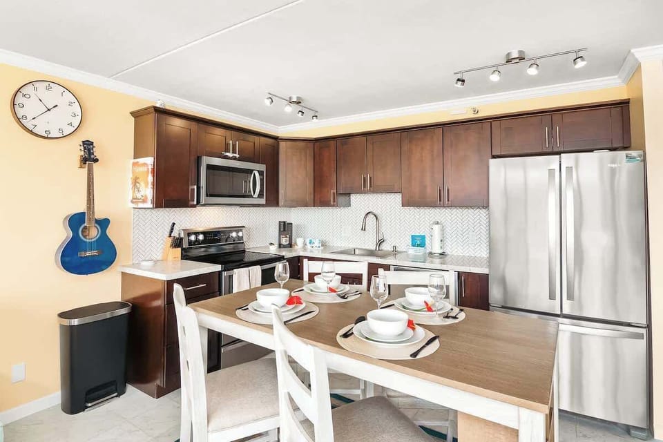 Cook your favorite meals in your fully equipped kitchen and share meals with your loved ones at your dining table with 4 chairs.