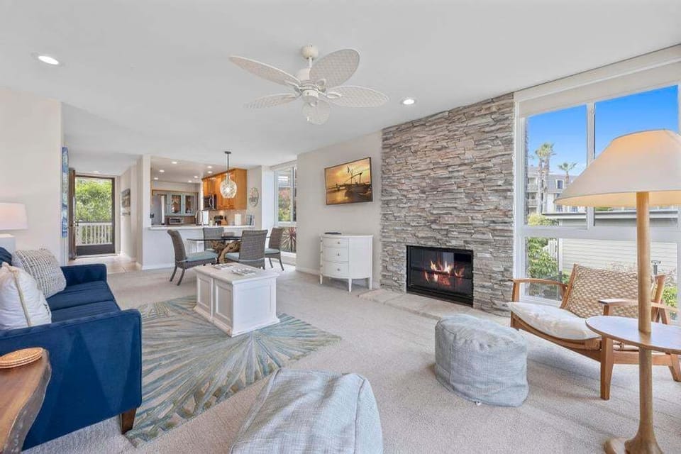 Enjoy a large living room with updated furniture