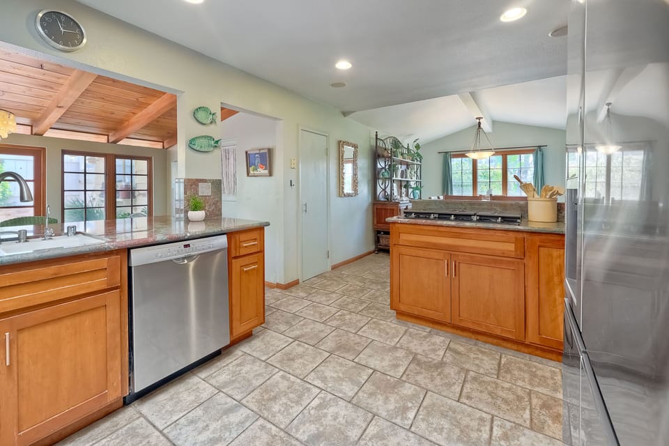 Spacious kitchen with stainless steel appliances