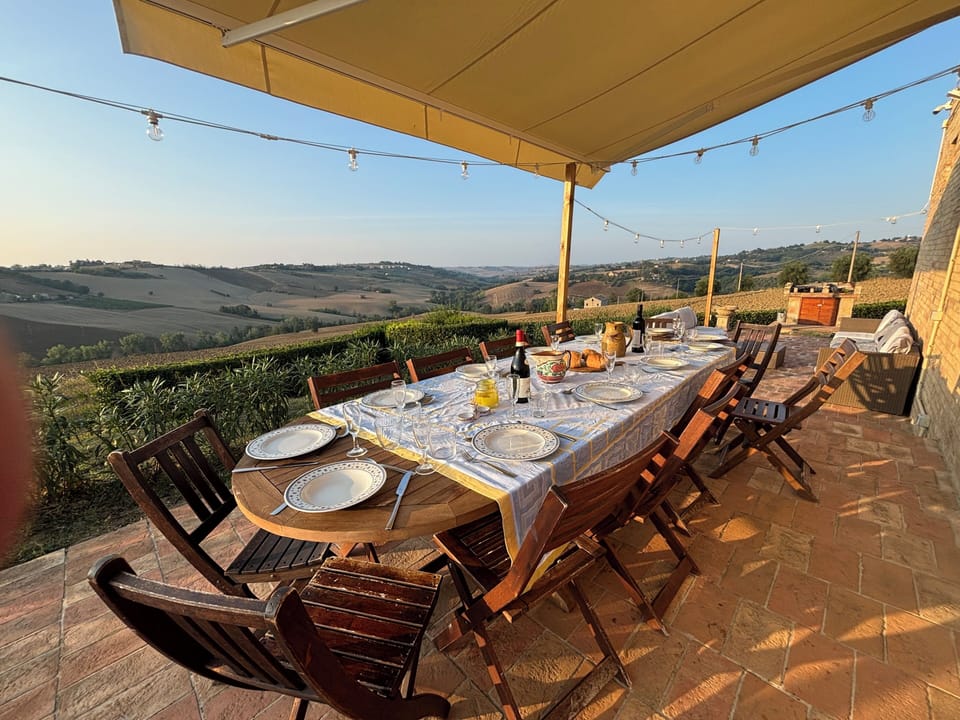 the main terrace with glorious views over the countriside