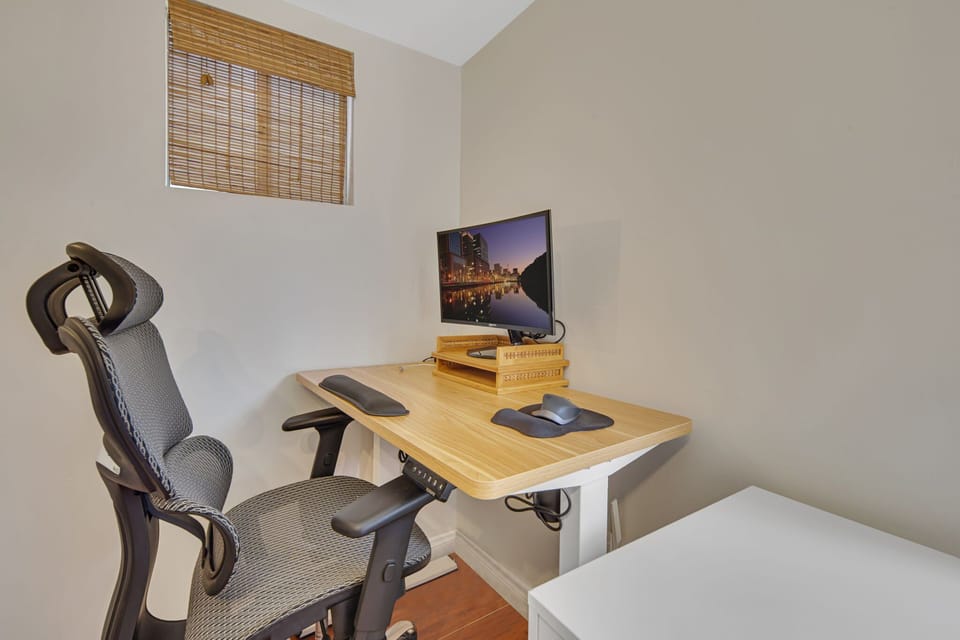 Office/hang out space in the room connected to the garage
