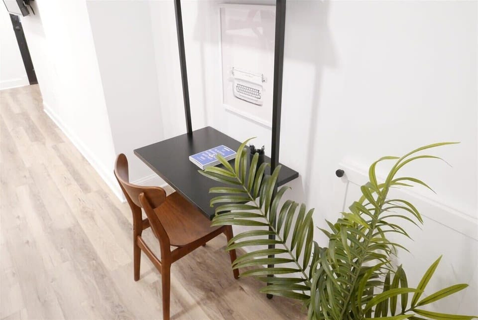 Laptop friendly workspace is ideal for those traveling on business 