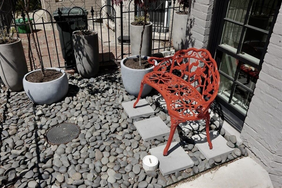 Small outdoor dining bench is perfect for your morning cup of coffee 