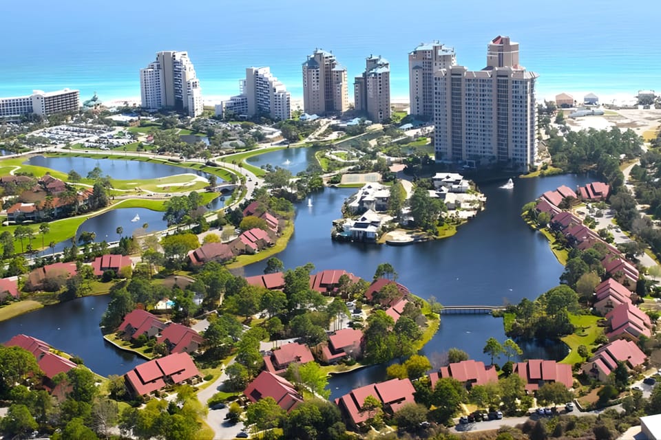 Enjoy peaceful views of Horseshoe Lake from Beachwalk at Sandestin.