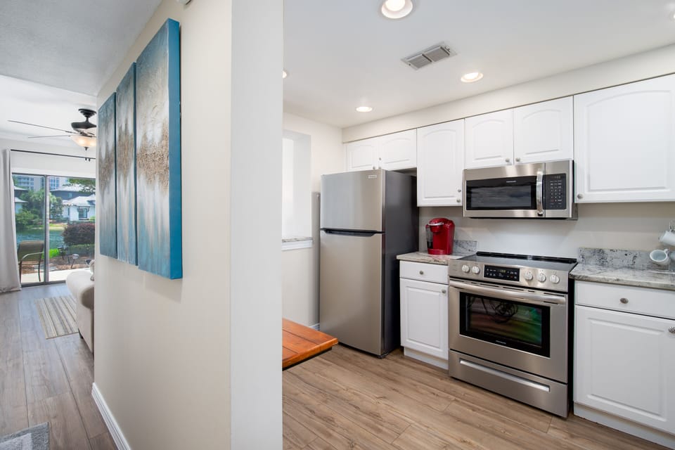 A bright, fully equipped kitchen designed for effortless vacation living.