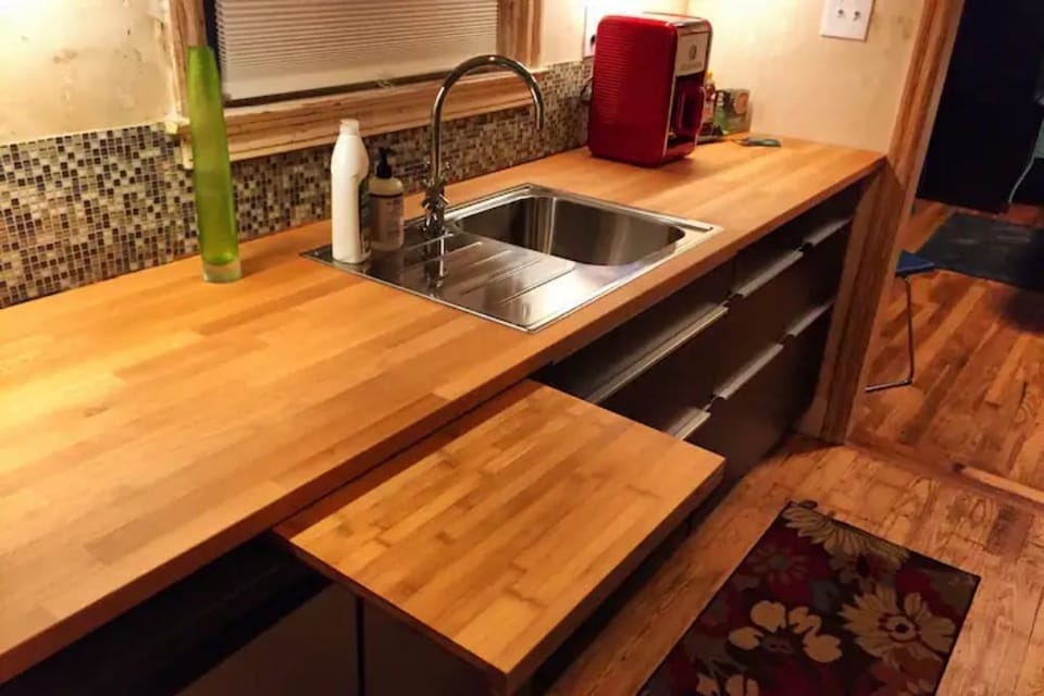 The kitchen has what you need to cook a small meal