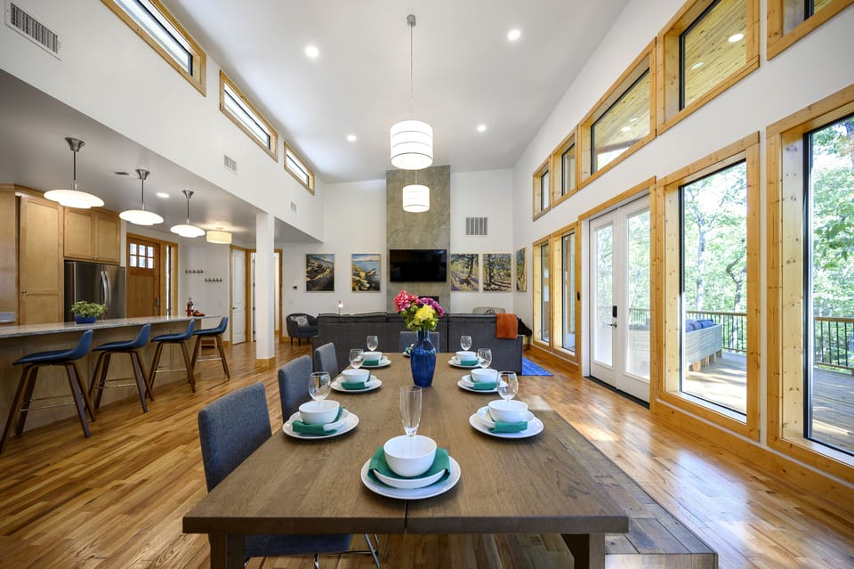 Modern farmhouse dining table and bench