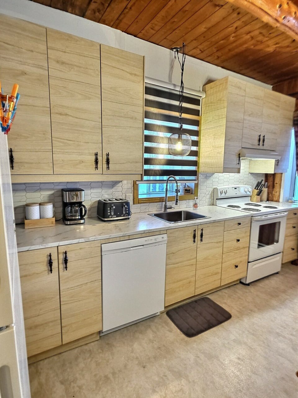 Kitchen, dishwasher, and coffee maker