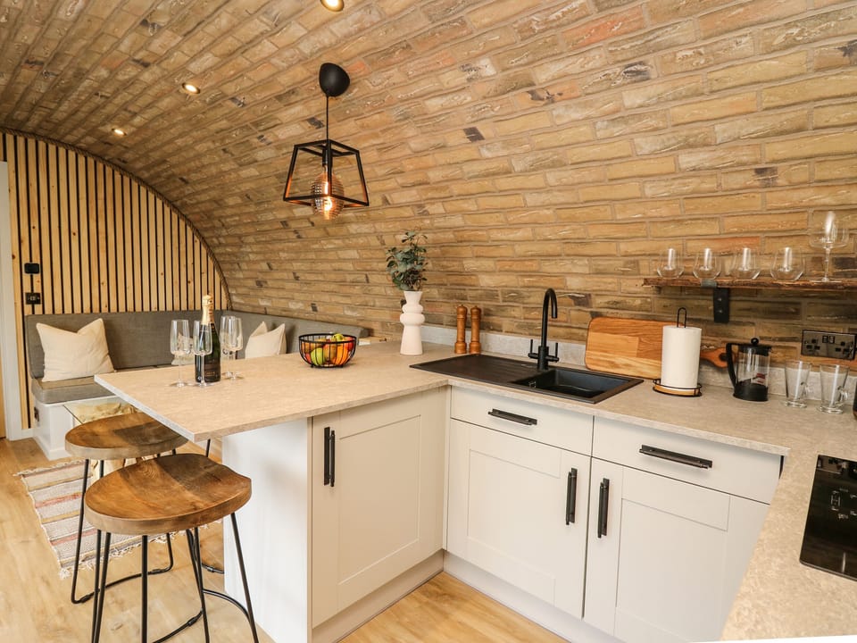 Fridge, electric kettle, toaster, cookware/dishes/utensils