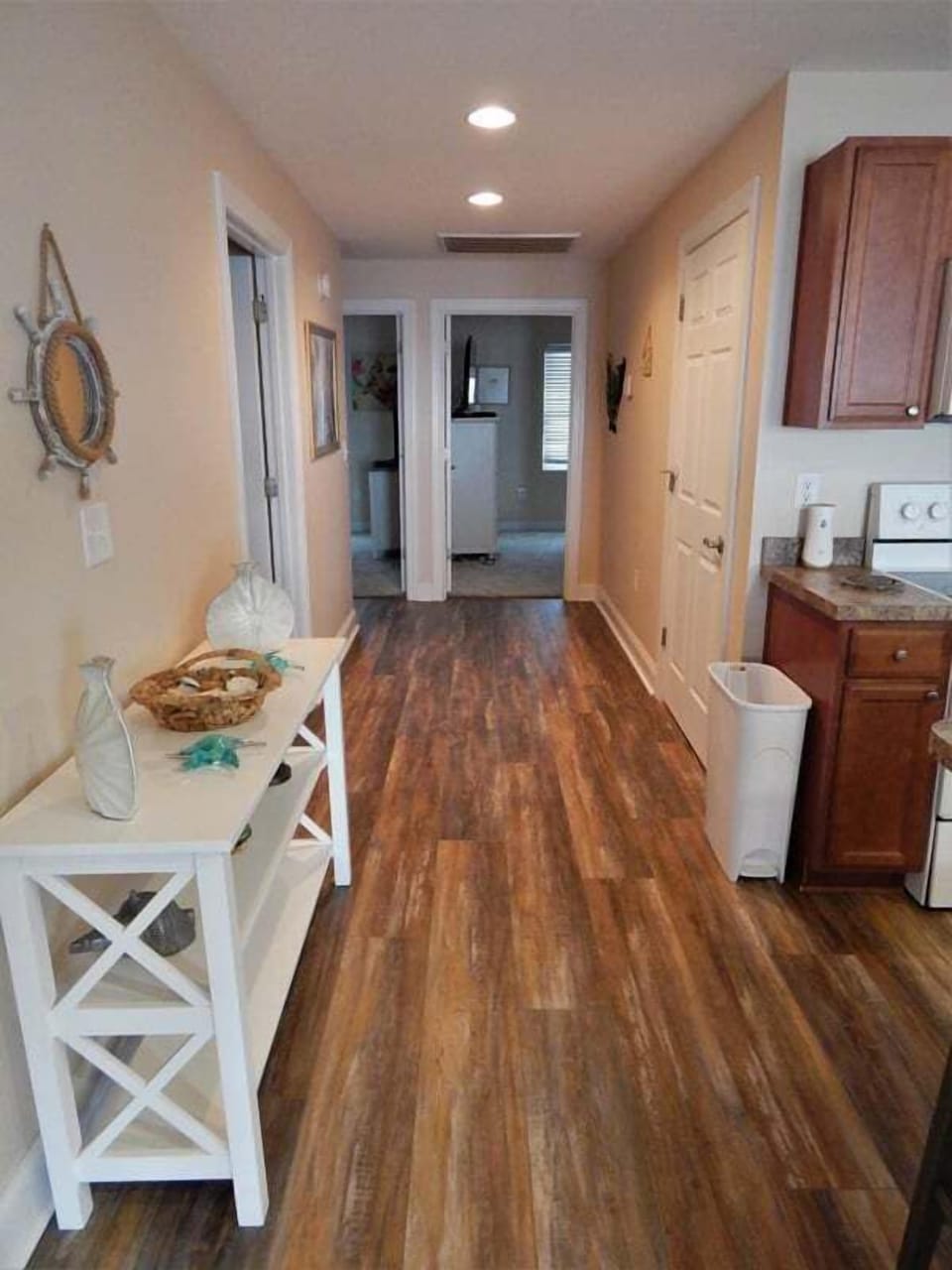 Open living area with ocean vibe — simple, comfortable, and clean