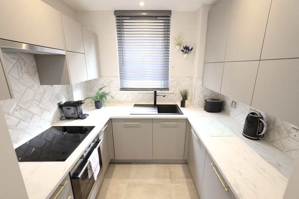 Apartment, 1 Bedroom | Private kitchen | Fridge, microwave, oven, stovetop