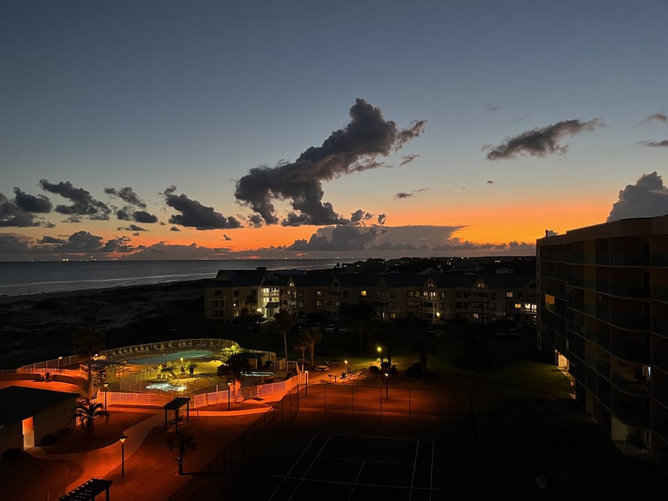 View of the sunset from the balcony 