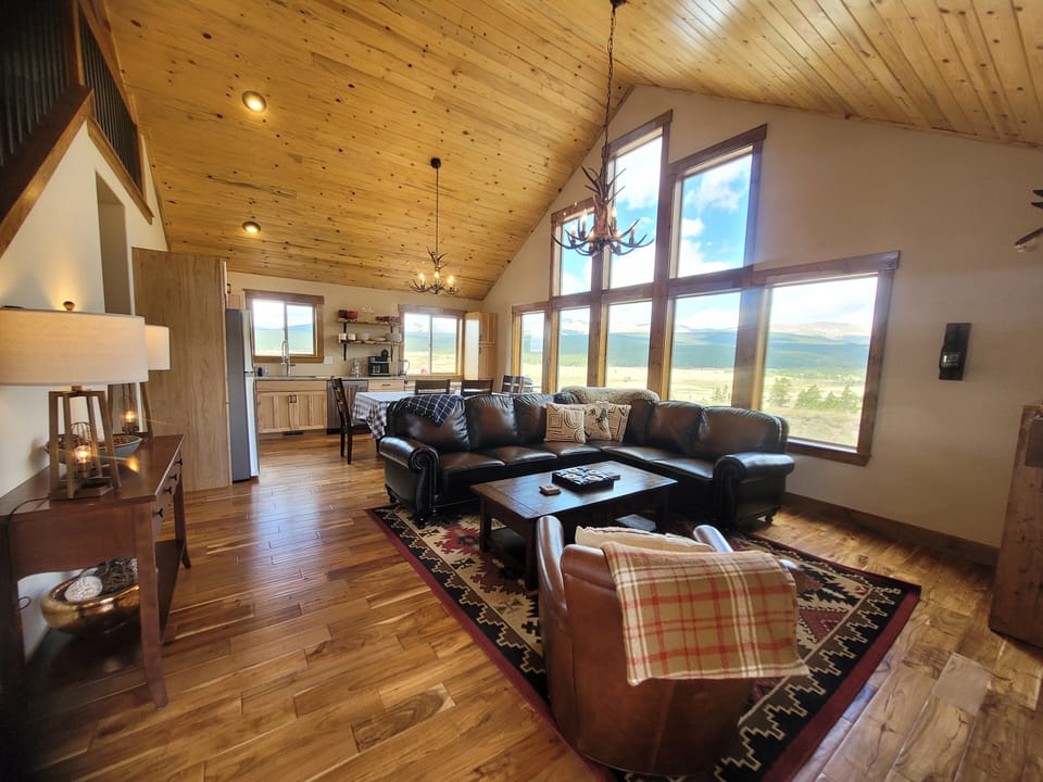 This beautiful home features classic cabin styling and hard finishes