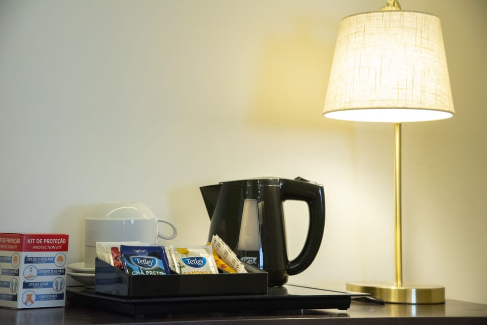 Minibar, desk, laptop workspace, soundproofing