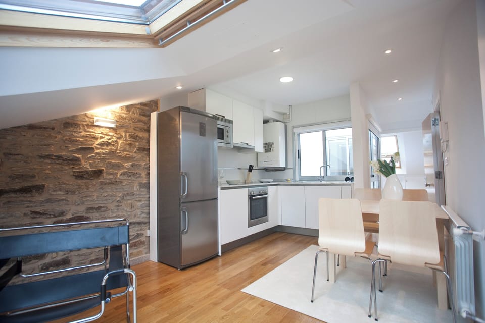 Penthouse, 1 Bedroom, City View (Galo - Attic) | Private kitchen | Full-size fridge, microwave, oven, dishwasher