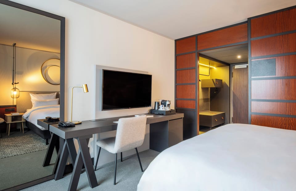 In-room safe, desk, laptop workspace, blackout drapes