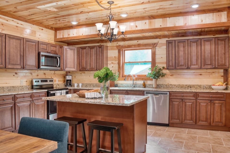 Large kitchen with island.