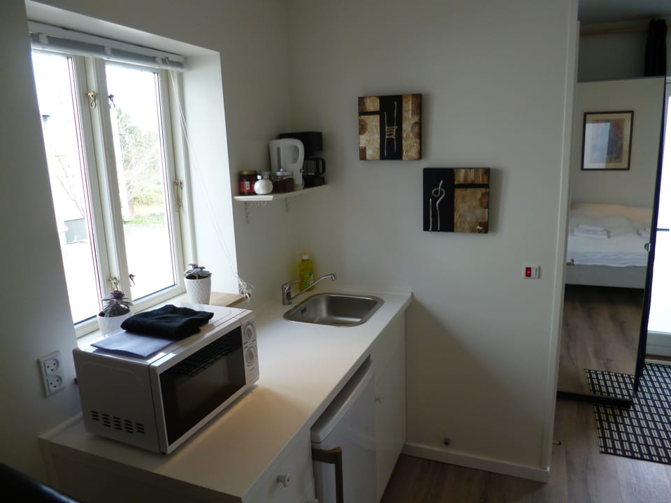 Economy Studio (140x200 cm) | Private kitchen | Fridge, microwave, stovetop, coffee/tea maker