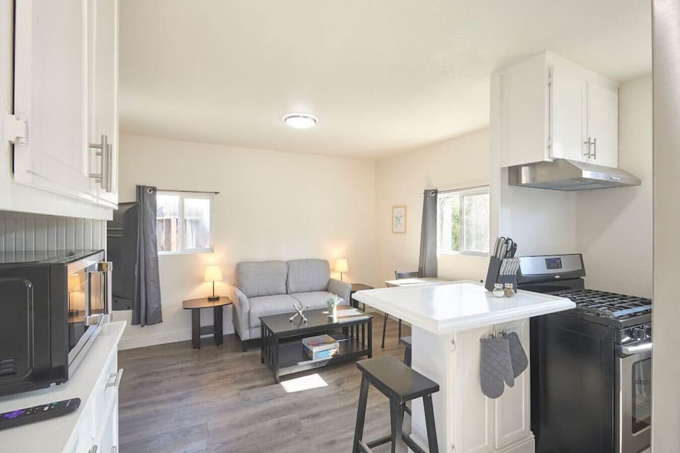 View from our kitchen to the living room.