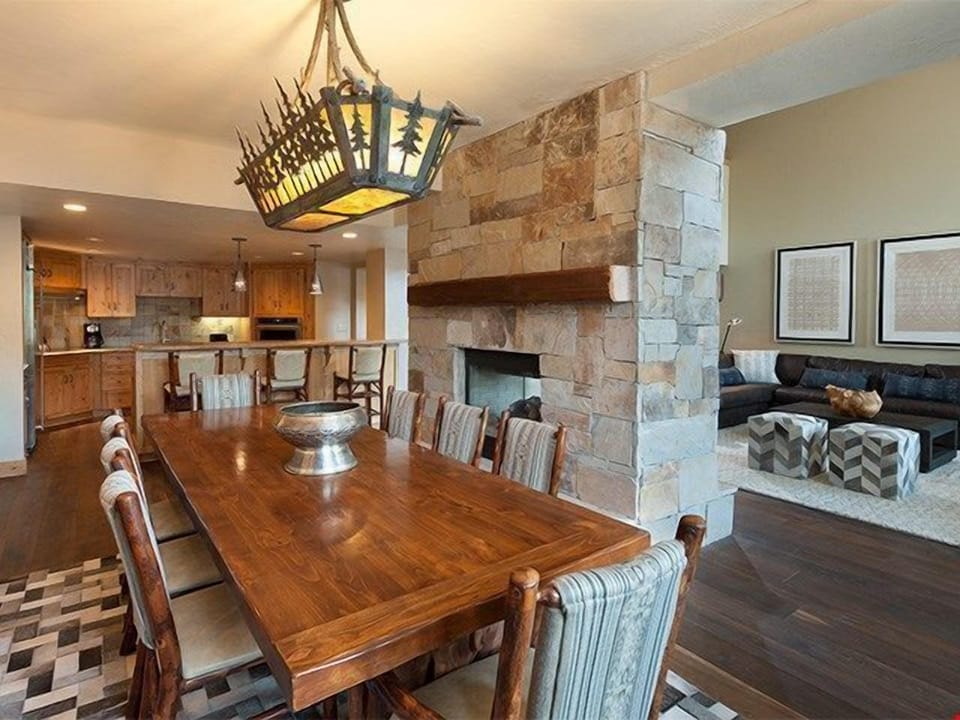 Enjoy your meals or entertain at the large dining table.