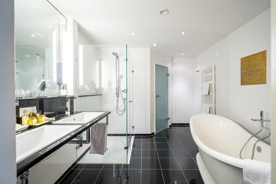 Premium Suite | Bathroom | Rainfall showerhead, free toiletries, hair dryer, bathrobes
