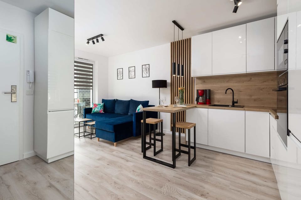 Another angle of the kitchen highlighting its clean, minimalistic style.
