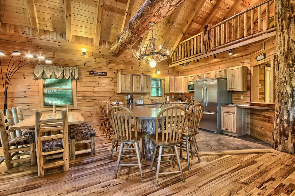 Closeup of Dining Room, from Great Room, Rocky View Lodge