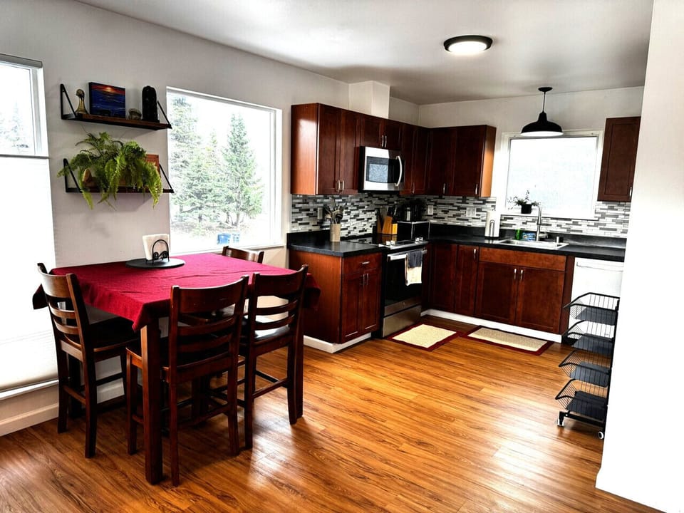 Open dining and kitchen