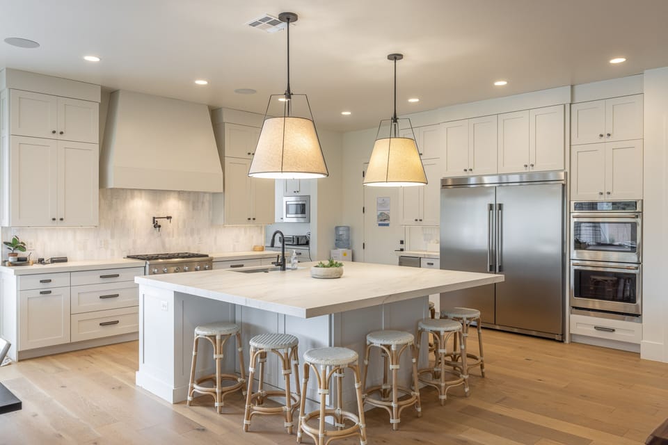 Kitchen Island View - Large kitchen island to accommodate even the largest groups.