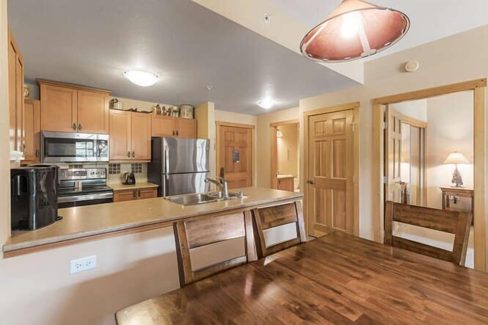 Dining room and kitchen area.