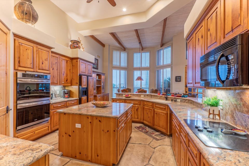 Your chef will love the completely stocked kitchen with upscale appliances.